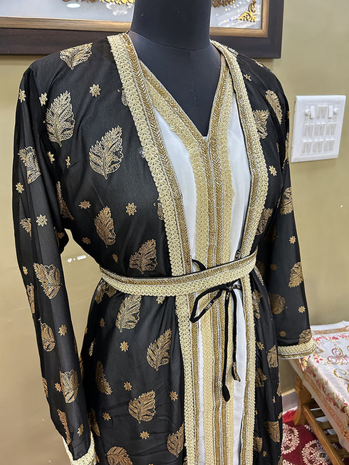 Black Handcrafted Zari work Stitched Georgette Kaftan Party Wedding Dresses