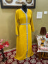 Yellow Handcrafted Zari work Stitched Georgette Kaftan Party Wedding Dresses