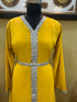 Yellow Handcrafted Zari work Stitched Georgette Kaftan Party Wedding Dresses