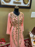 Baby-Pink Handcrafted Zari work Stitched Georgette Kaftan Party Wedding Dresses