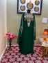 Grand Emerald Green Kaftan Gown with Heavy Gold Zari Work | Luxury Nikkah & Wedding Dress