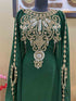 Grand Emerald Green Kaftan Gown with Heavy Gold Zari Work | Luxury Nikkah & Wedding Dress