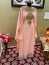 Peach Georgette Zari Work Kaftan