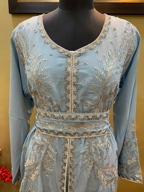 Grey Georgette Zari Work Kaftan