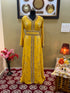 Dark-Gold Handcrafted Zari work Stitched Georgette Kaftan Party Wedding Dresses