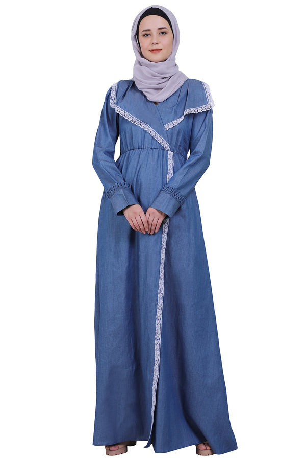 Kohinoor Denim Abaya- Blue