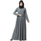 Front Open Abaya With Pintucks- Grey