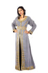 Gray and Black luxurious Moroccan Kaftan With Sun-proof hijab.