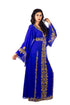 Royal Blue Copper beads luxurious Moroccan Kaftan With Sun-proof hijab.