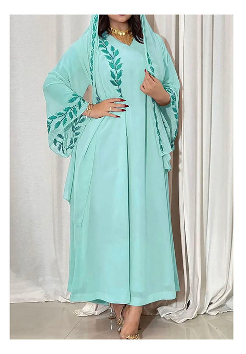 Sea Green Georgette Aari Work Kaftan