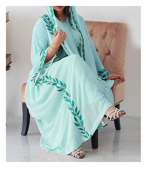 Sea Green Georgette Aari Work Kaftan