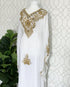 White Wedding Zari Embroidered Georgette Stitched Stone Work Long Sleeve Dresses