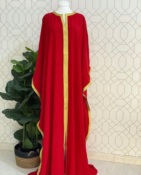 Red Islamic Zari Embroidered Georgette Stitched Stone Work Wedding Dresses