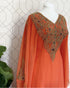 Orange Georgette Embroidered Kaftan Dress