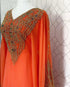 Orange Georgette Embroidered Kaftan Dress