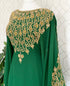 Green Georgette Gold Embroidered Stone work Stitched Dress Kaftan Party Wear Wedding Dresses