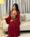 Burgundy Zari Embroidered Stone Work Georgette Casual Stitched Wedding Party Wear Dress