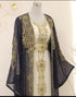Grand Navy Blue & White Layered Kaftan with Golden Zari Work | Luxury Party & Event Wear