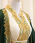 Green & White Kaftan Handcrafted Georgette Work Party Wear Dresses