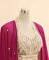 White and Magenta Kaftan Style Abaya Dress