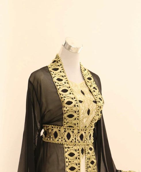 Luxe Black Georgette Zari Work Kaftan for Women