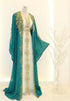 Opulent Turquoise and White Layered Kaftan Dress