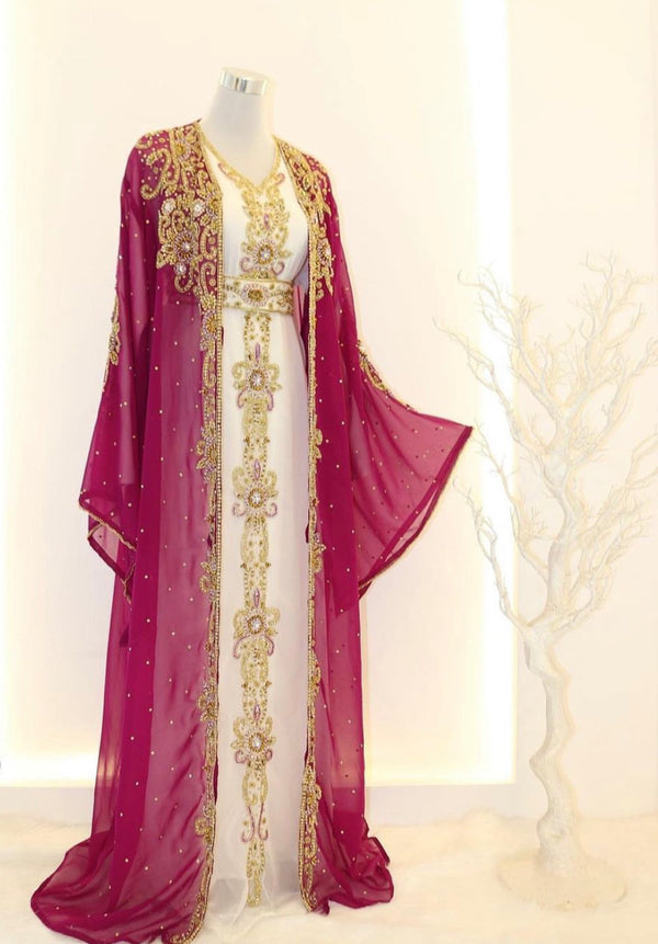 Pink and White Wedding Kaftan for Women