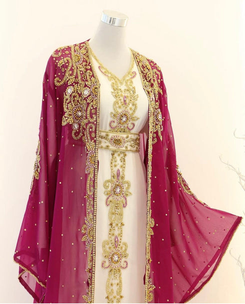 Pink and White Wedding Kaftan for Women