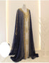Opulent Blue and White Layered Kaftan with Gold Zari Embellishment | Full-Length Flowing Design