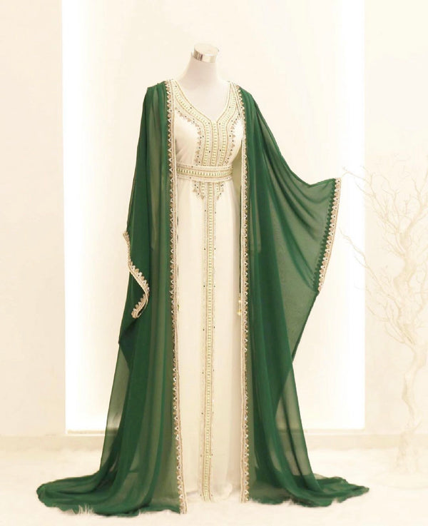 Green Georgette Embroidered Kaftan Gown