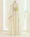 Elegant White Georgette Kaftan Gown with Gold Zari Work