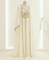 Elegant White Georgette Kaftan Gown with Gold Zari Work