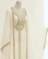 Elegant White Georgette Kaftan Gown with Gold Zari Work