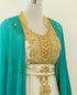 Turquoise and White Partywear Kaftan Dress
