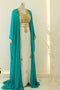 Turquoise and White Partywear Kaftan Dress