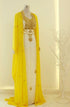 Elegant White and Yellow Gold Thread Embroidered Kaftan Dress