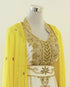 Elegant White and Yellow Gold Thread Embroidered Kaftan Dress