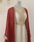 Grand Red & White Layered Kaftan with Golden Zari Work | Reception & Event Wear