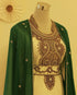 Green & White Kaftan Handcrafted Georgette Elegance Work Party Wear Fully Stitched Dresses