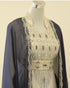Grand Off-White Kaftan with Navy Blue Jacket & Silver Beadwork | Event Dress