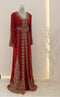 Luxurious Red Kaftan Gown with Gold Zari Work | Wedding & Formal Event Dress
