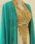 Teal and Ivory Moroccan Kaftan Dress with Embroidery