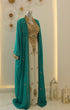 Teal and Ivory Moroccan Kaftan Dress with Embroidery