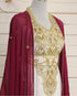 Maroon and White Georgette Zari Work Kaftan