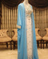 Grand Sky-Blue Kaftan Dress with Silver Stone Work | Party & Wedding Wear