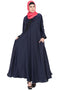 Nida Embroidered Patch Umbrella Navy Abaya