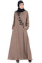 Coffee Brown Hand Work Beads Embellished Nida Party Abaya