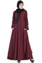 Maroon Embroidered Patch Nida Umbrella Abaya