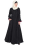 Nazneen Embroidered Patch Umbrella Black Abaya