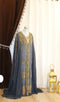 Grand Grey & White Layered Kaftan with Silver Zari Work | Luxury Event Dress